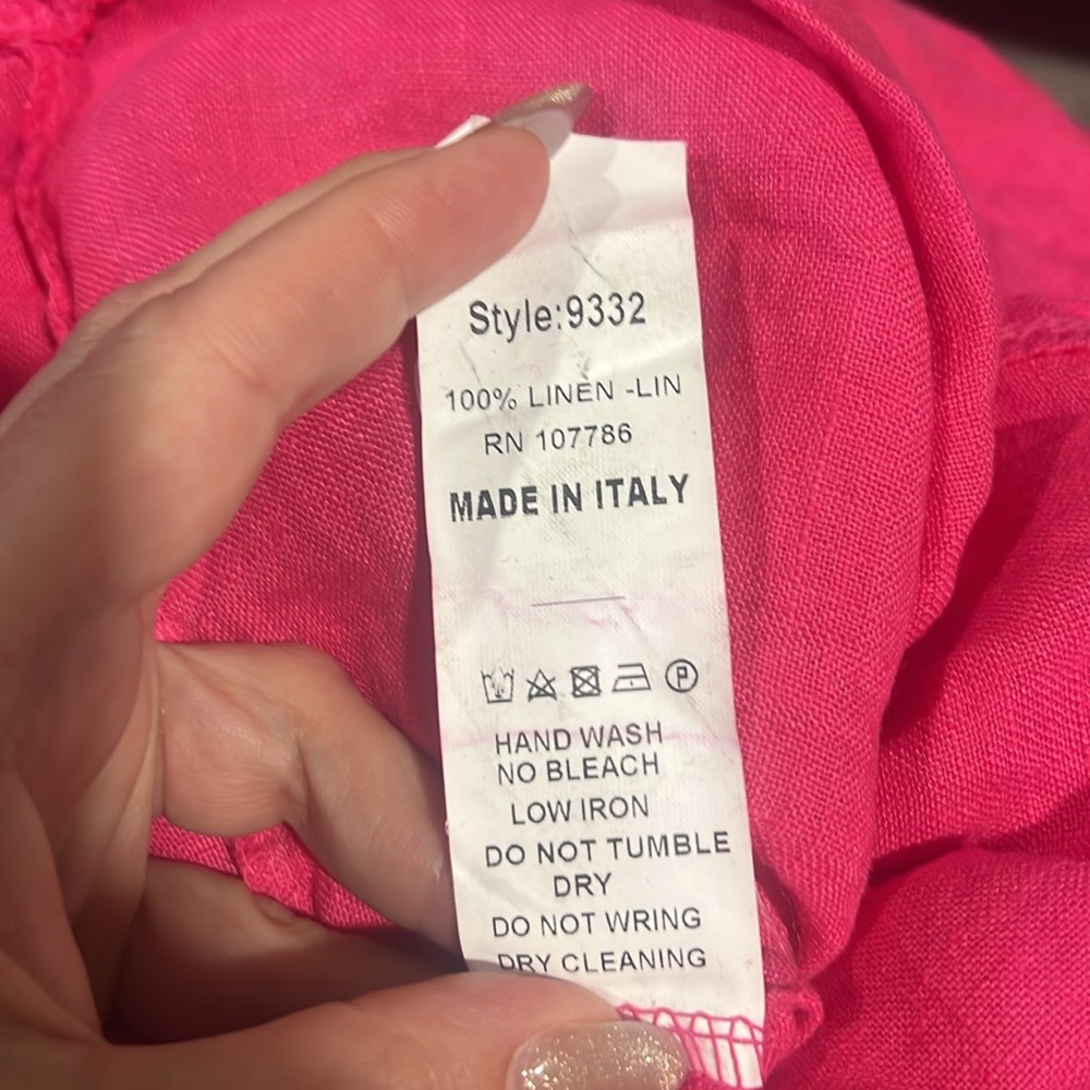 Flora Ashley NEW 9332 Hot Pink Linen Tunic Top SZ S - Picture 9 of 9